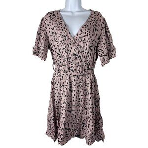 Myra Bay Womens Pink Leopard Print Dress Size Medium
